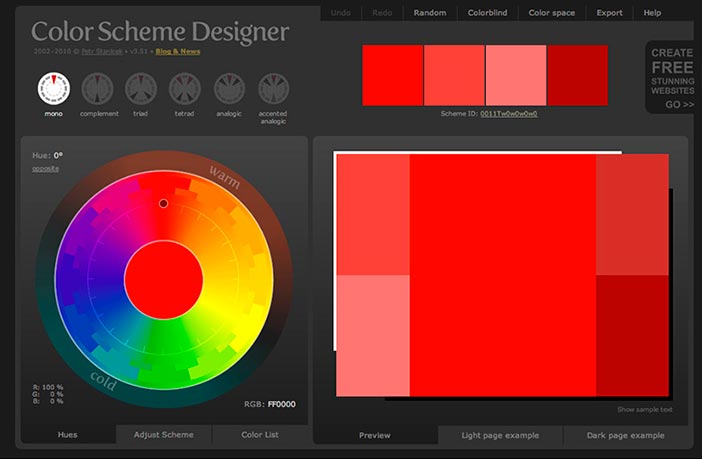 Color Scheme Designer: Generador de paleta de colores