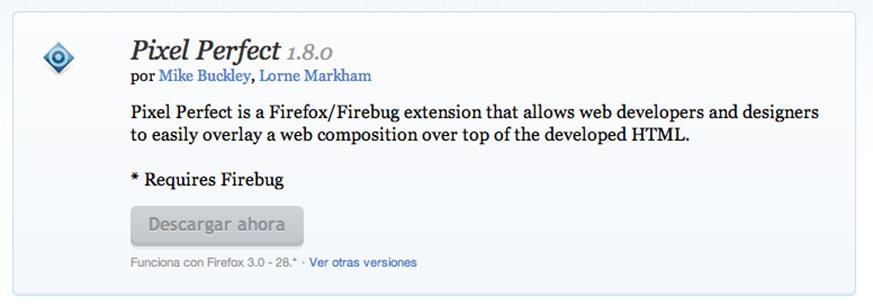 Complementos de Firefox Pixel Perfect