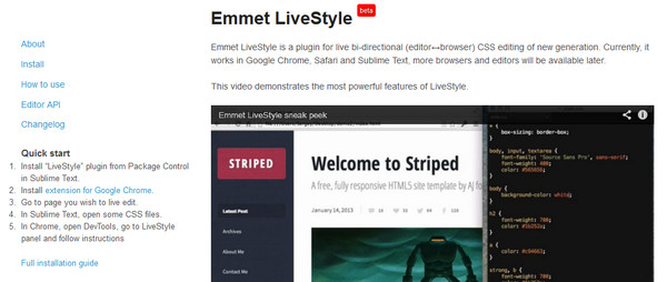 Editor HTML Emmet Livestyle