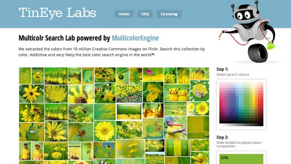 Herramienta web para generar paletas de colores TinyEye Labs