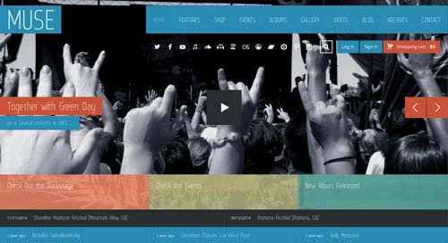 Temas WordPress para sitios web dedicados a la música: Muse