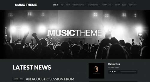 Temas WordPress para sitios web dedicados a la música: Music Theme