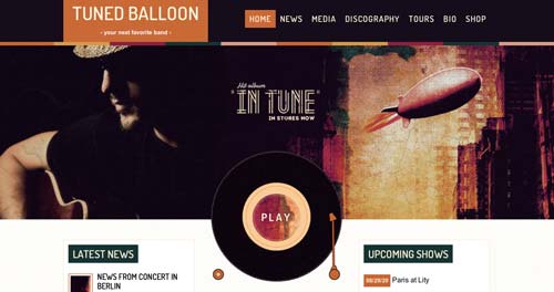 Temas WordPress para sitios web dedicados a la música: Tuned Balloon