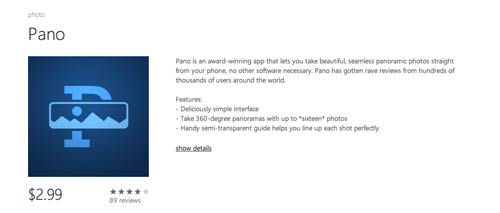 Aplicaciones para Windows Phone - Fotos panorámicas: Pano