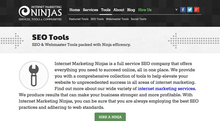 Herramientas SEO para bloggers: Internet Marketing Ninjas