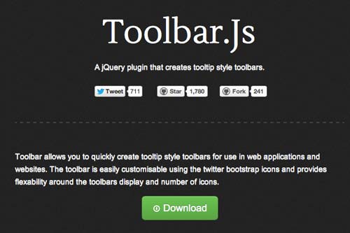 Javascript plugin Toolbar.js