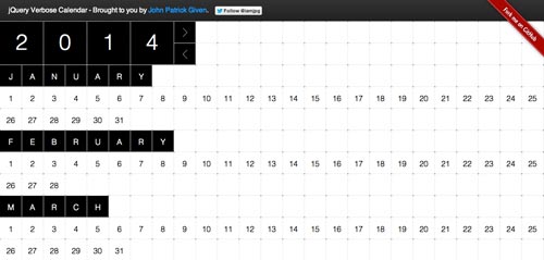Javascript plugin para añadir calendarios: JQuery Verbose Calendar