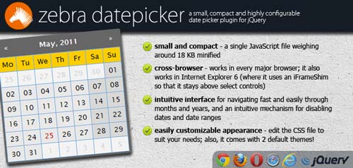 Javascript plugin para añadir calendarios: Zebra_Datepicker