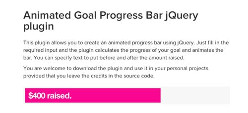 Plugin JQuery Goal Progress Bar