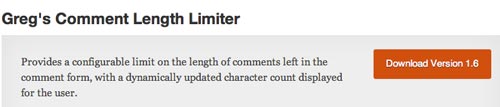 Plugin WordPress Greg's Comment Length Limiter