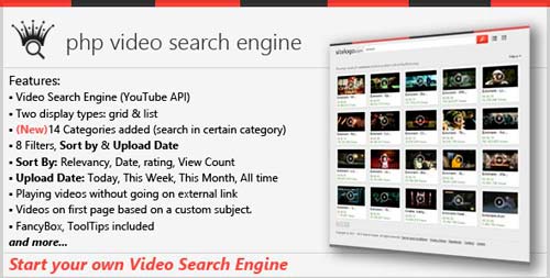 PHP script para incorporar sistema de búsqueda: PHP Video Search Engine