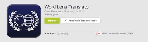 Aplicaciones moviles para viajeros: World Lens Translator