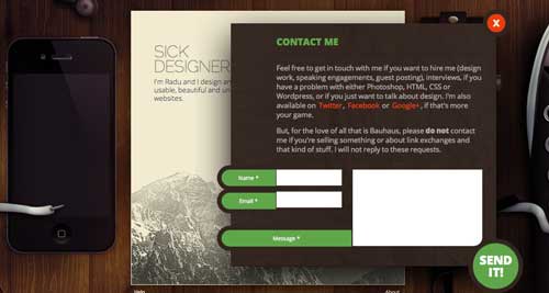 Formulario web de Sickdesigner.com