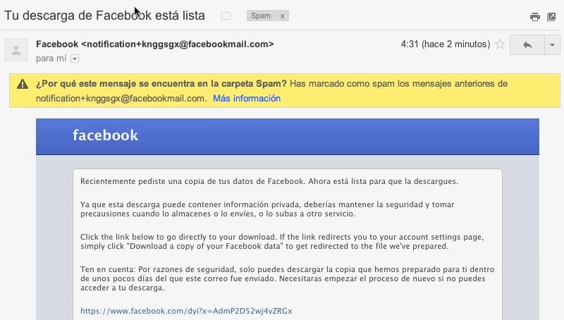 Facebook - Email Descarga