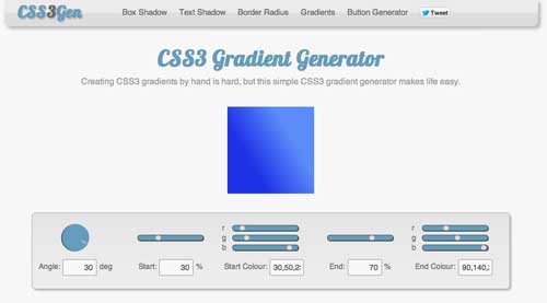 Generador de gradiente CSS: CSS3Gen Gradient Generator