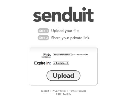 Servicio para enviar archivos pesados: Senduit
