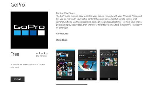 Aplicaciones para Windows Phone: GoPro