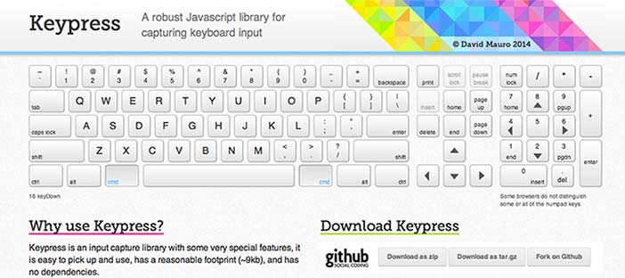 Librería JavaScript plugin para implementar atajos de teclado: Keypress