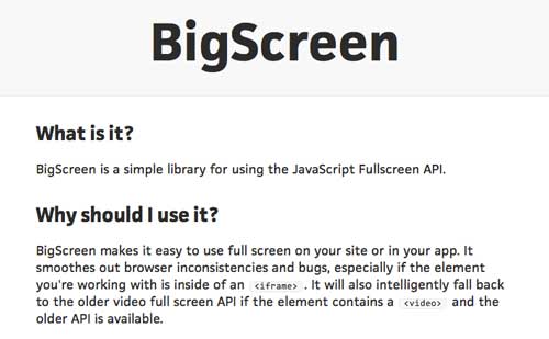 Plugin JQuery para video: Big Screen