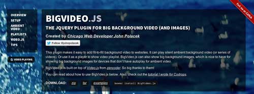 Plugin JQuery para video: Big Video.js