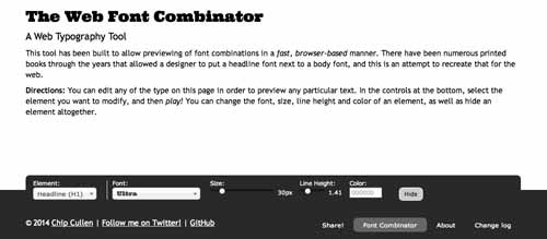 Recursos online para diseño tipográfico: Web Font Combinator