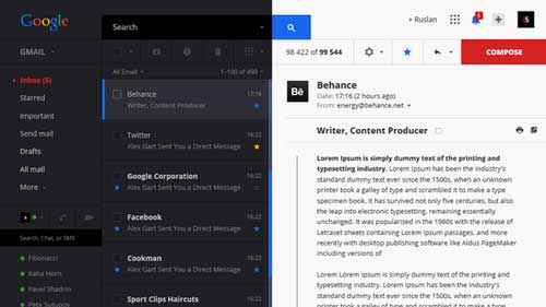 Ejemplos de rediseño de Gmail: Redesign Concept