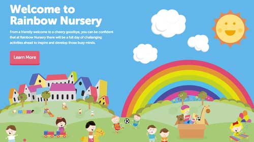 Uso de colores vibrantes en diseño de pagina web: Nursery Rainbow