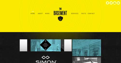 Uso de colores vibrantes en diseño de pagina web: The Basement