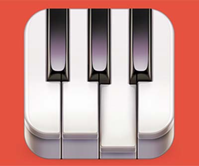 Ejemplos de iconos realistas de iOS app: Go! Piano