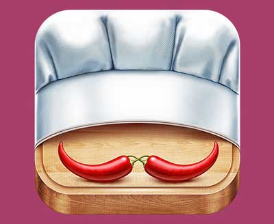 Ejemplos de iconos realistas de iOS app: New Fork