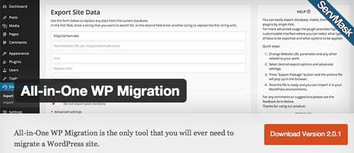 Plugin WordPress para migrar sitio de forma segura: All-in-One WP Migration 