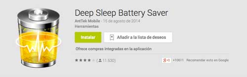 Programas para Android para alargar duración de batería: Deep Sleep Battery Saver