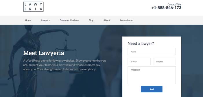 Temas WordPress para bufete de abogados: Lawyeria