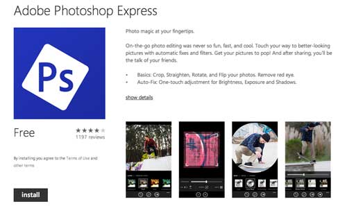 Aplicaciones para Windows Phone 8: Photoshop Express