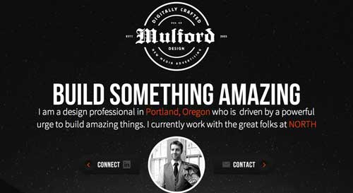 Ejemplos de paginas web minimalistas con colores oscuros: Ryan Mulford