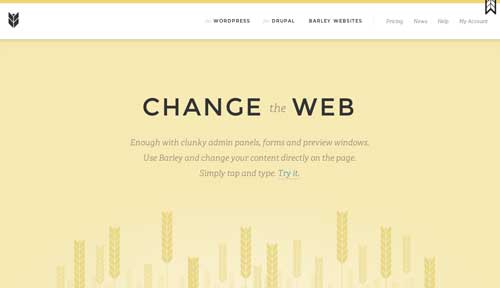 Ejemplos de paginas web que usan espacios en blanco: Barley