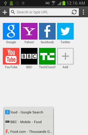 Navegadores web para Android OS: Exsoul Web Browser