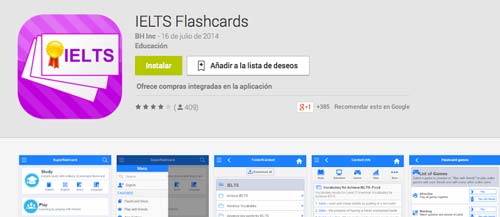 Programa para Android para prepararte para el IELTS y TOEFL: IELTS Flashcards