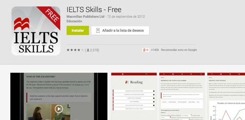 Programa para Android para prepararte para el IELTS y TOEFL: IELTS Skills