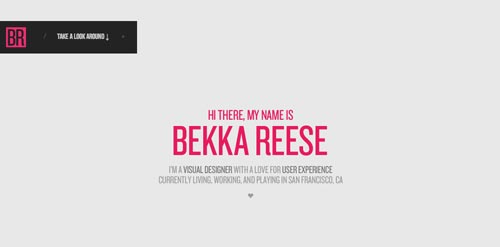 Ejemplos de portfolio online de diseño minimalista: Bekka Reese