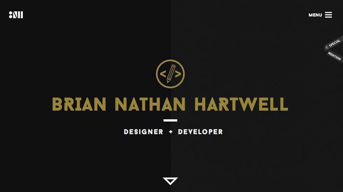 Ejemplos de portfolio online de diseño minimalista: Brian Nathan Hartwell