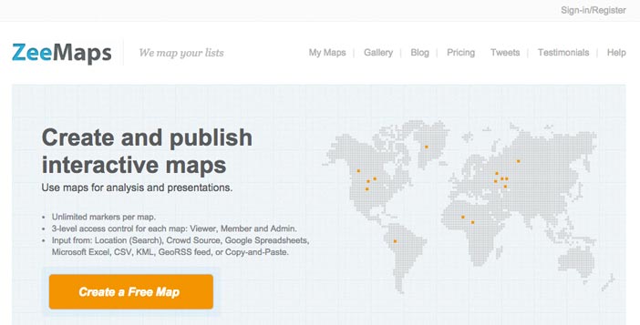 Herramientas para crear mapas online: ZeeMaps