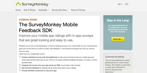 Herramientas para recolectar comentarios sobre tus aplicaciones móviles: Survey Monkey