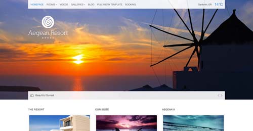 Los mejores temas WordPress de este año para hoteles: Aegean Resort