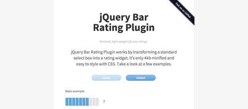 Plugin JQuery para añadir sistema de puntuación: JQuery Bar Rating Plugin