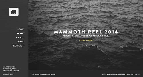 Ejemplos de paginas web con uso de colores oscuros: Mammoth Media