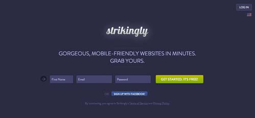 Servicios para crear sitio web: Strikingly