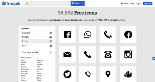 Sitios web donde descargar iconos en formato SVG: Freepik