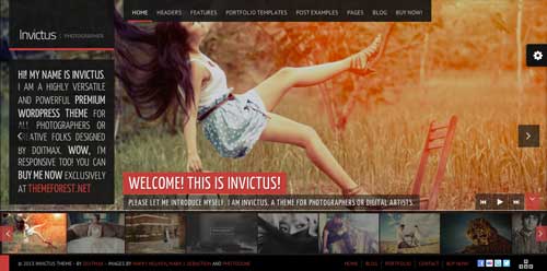 Temas WordPress premium para fotógrafos: Invictus