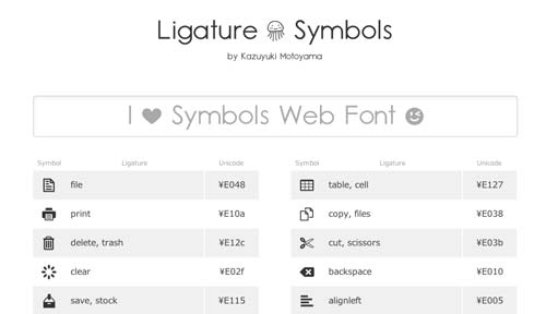 Tipografías gratis diseñadas en base a iconos: Ligature Symbols